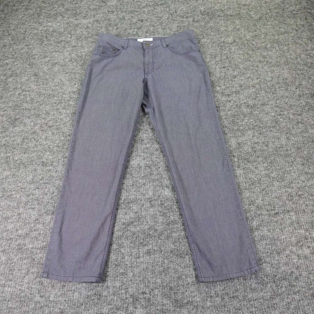 Brax Pants Mens 33x34 Gray Cooper Fancy Regular Fit Straight Leg Actual(31x27.5)